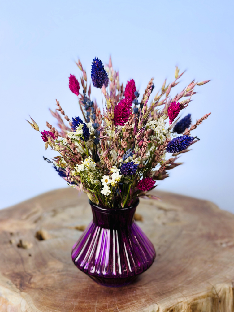 Bouquet de fleurs séchées "Sugar Crush" incl. vase | 3 couleurs