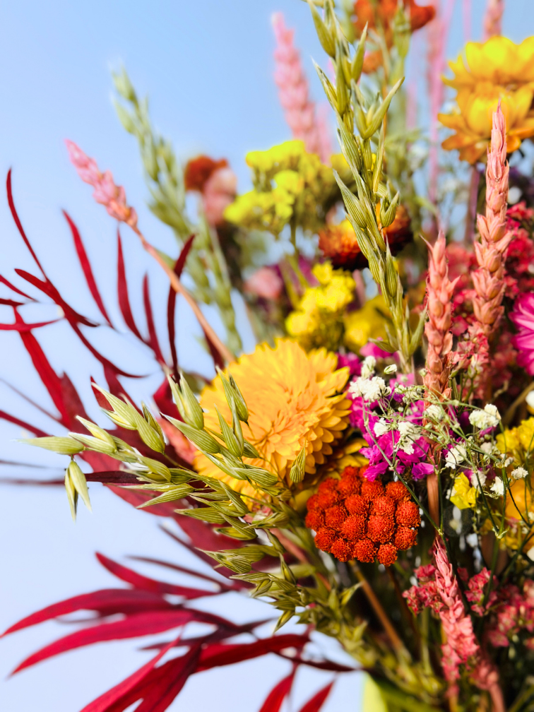 Bouquet de fleurs séchées "Champ de fleurs coloré" | 55 cm