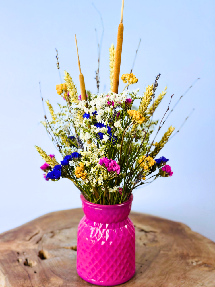 Bouquet di fiori secchi "Lorrie's Flowerfield" - incluso vaso