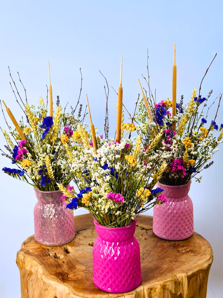 Bouquet di fiori secchi "Lorrie's Flowerfield" - incluso vaso