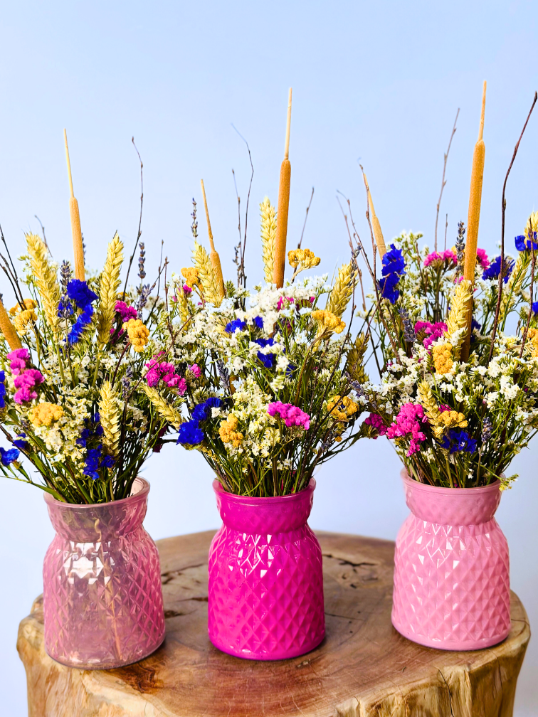 Bouquet di fiori secchi "Lorrie's Flowerfield" - incluso vaso