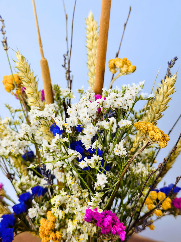 Bouquet di fiori secchi "Lorrie's Flowerfield" - incluso vaso