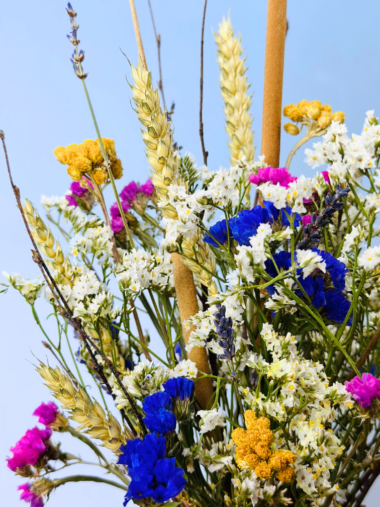 Bouquet di fiori secchi "Lorrie's Flowerfield" - incluso vaso