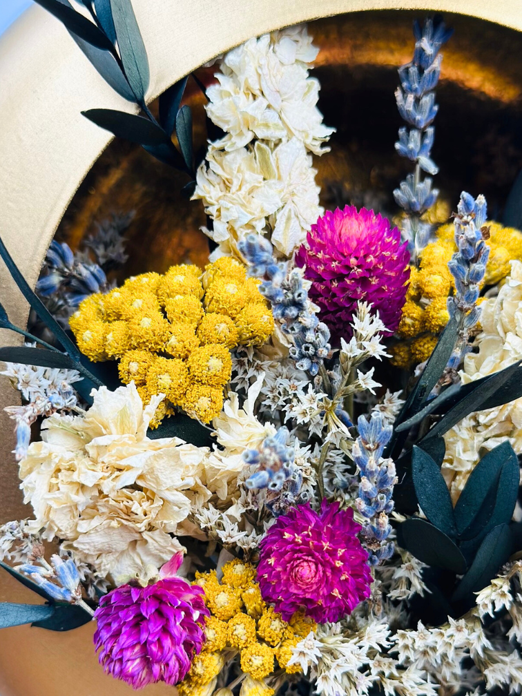Lampe à vent avec bouquet de séchage "gold" | ⌀20cm