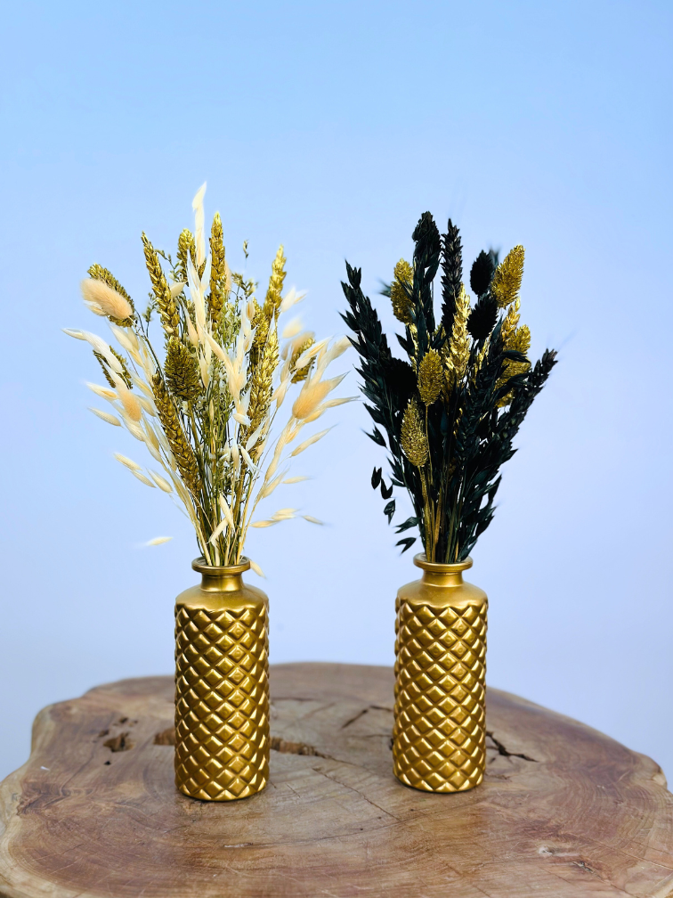 Mini ramo seco "Invierno dorado" - incl. jarrón | 30cm