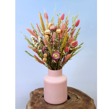 Bouquet de fleurs sèches "Natural Pink small" incl. vase | 45 cm