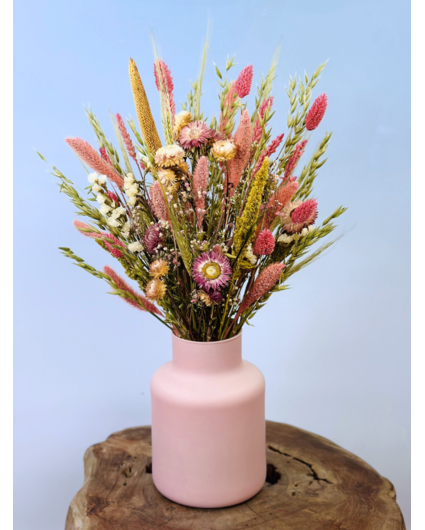 Dry flower bouquet "Natural Pink small" incl. vase | 45 cm