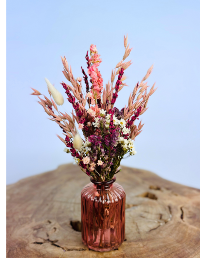 Bouquet de fleurs séchées "Dani's Wish" dans des vases colorés