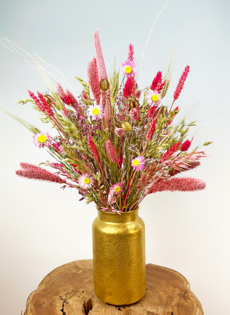 Blumenstrauß aus Trockenblumen "Golden Pink" | 50cm