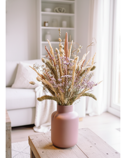 Bouquet secco "Specially Yours" - vaso rosa | 55cm