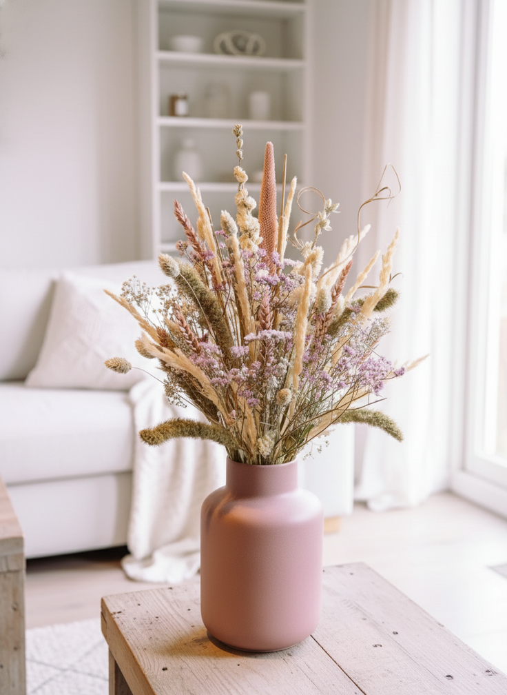 Bouquet secco "Specially Yours" - vaso rosa | 55cm