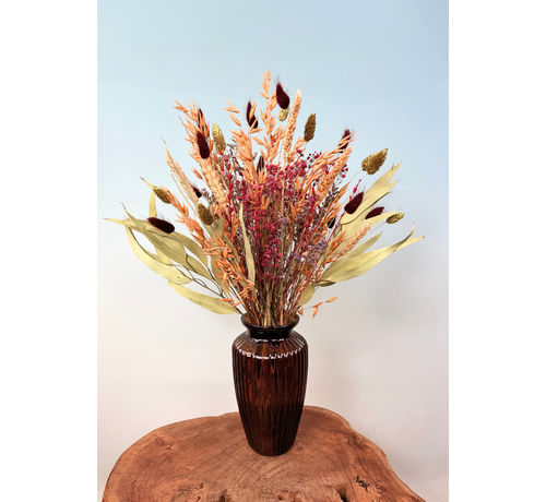 Bouquet de fleurs séchées "Couleurs du vent" - incl. vase brun | 50cm