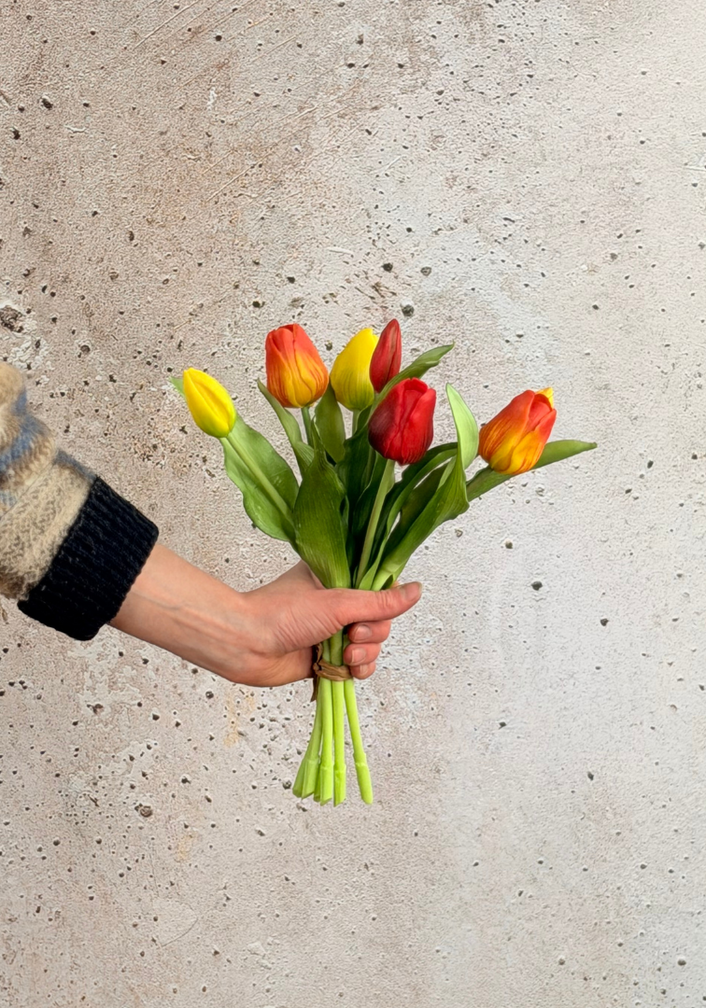 Tulipanes artísticos "Esplendor holandés" - naranja/amarillo | 30cm