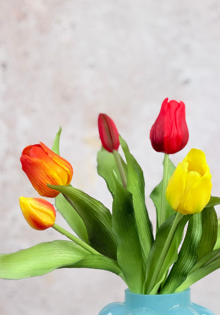 Tulipanes artísticos "Esplendor holandés" - naranja/amarillo | 30cm