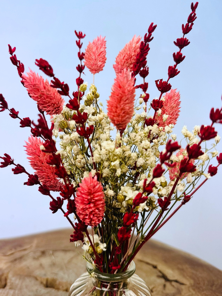 Ramo de flores secas "Rosas de Ensueño" con jarrón incluido | 30cm