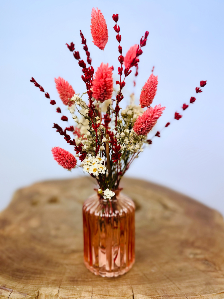 Bouquet de fleurs séchées "Roses de Rêve" avec vase | 30cm