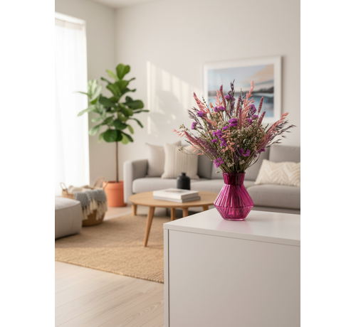 Trockenblumenstrauß "Purpurner Schwarm" inklusive Vase | 30cm