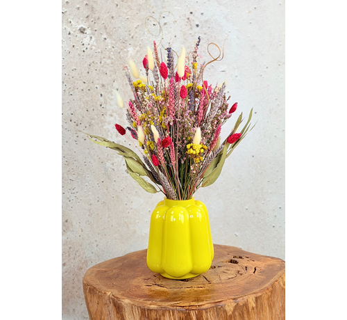 Bouquet de fleurs sèches "Funky Fiesta" | 40cm - vase inclus