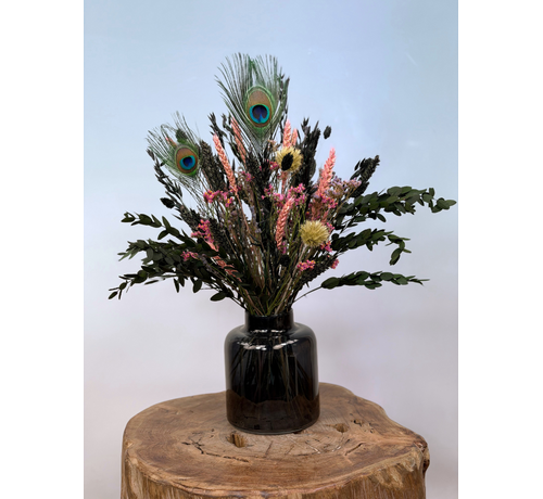 Trockenblumenstrauß "Dschungelfieber" - inklusive Vase | 50cm