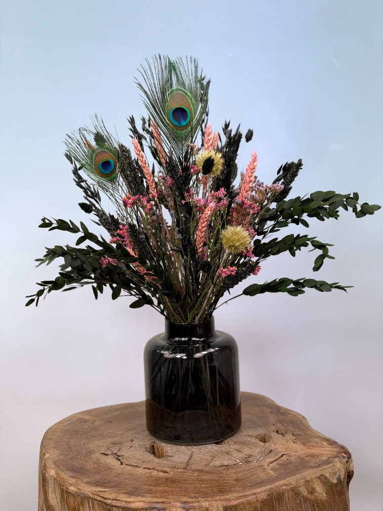 Ramo de flores secas "Fiebre de la selva" - incluye jarrón | 50cm