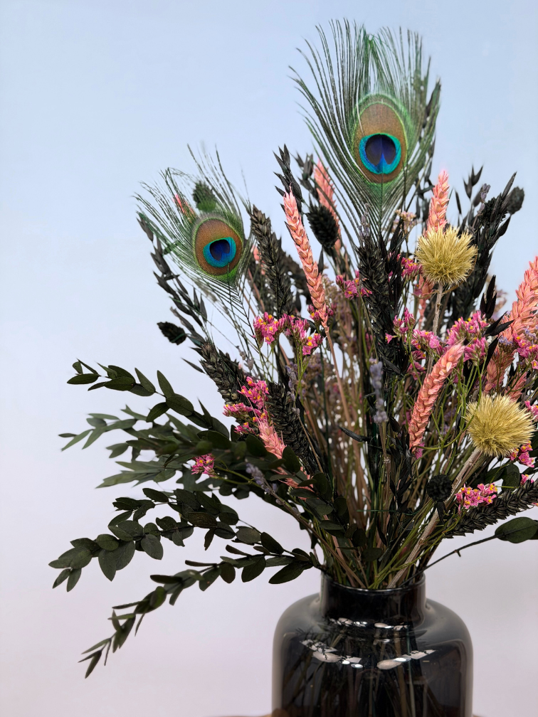 Trockenblumenstrauß "Dschungelfieber" - inklusive Vase | 50cm