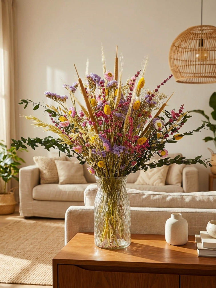 Bouquet de fleurs séchées "Le bouquet du bonheur" - grand | 60cm