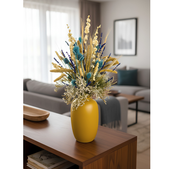 Bouquet of dried flowers "Frozen Blue" - ochre yellow | 70cm