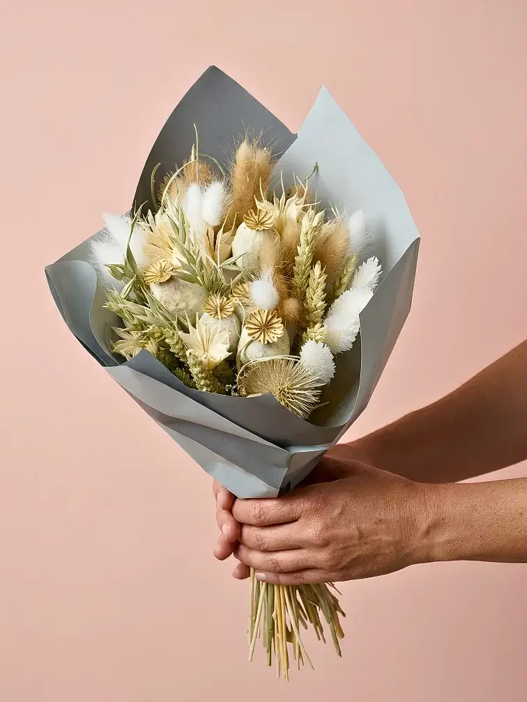 Dry flower bouquet "White Alisson" (medium) | 40 cm