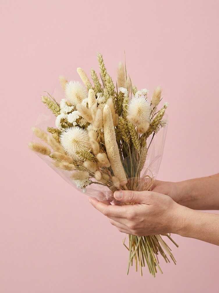 Bouquet de fleurs sèches "White Alisson" (grand) | 55 cm