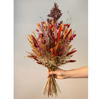 Trockenblumenstrauß "Warmer Sonnenuntergang" (Groß) - ohne Vase | 65 cm