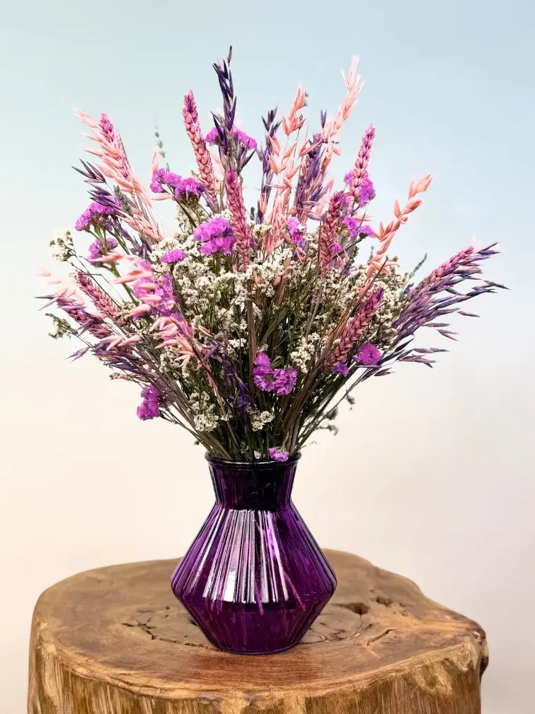 Trockenblumenstrauß "Purpurner Schwarm" inklusive Vase | 30cm