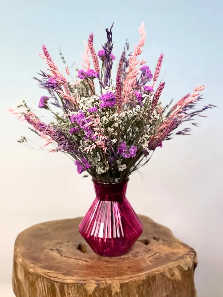 Trockenblumenstrauß "Purpurner Schwarm" inklusive Vase | 30cm