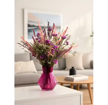 Ramo de flores secas "Enamoramiento Púrpura " jarrón incluido | 30cm