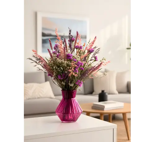 Trockenblumenstrauß "Purpurner Schwarm" inklusive Vase | 30cm
