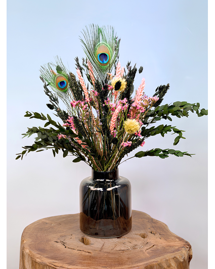 Trockenstrauß "Dschungelfieber" - inkl. Vase | 50cm