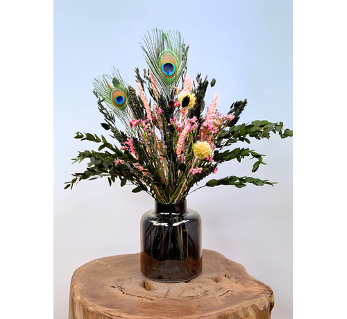 Bouquet de fleurs sèches "La fièvre de la jungle" - avec vase | 50cm