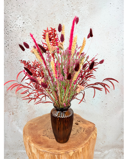 Bouquet de fleurs séchées « Madam Grise » – vase inclus | 50 cm