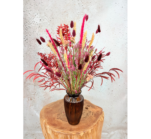 Ramo de flores secas “Madam Grise” – incluye jarrón | 50 cm