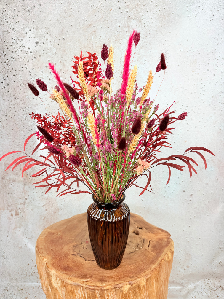 Ramo de flores secas “Madam Grise” – incluye jarrón | 50 cm
