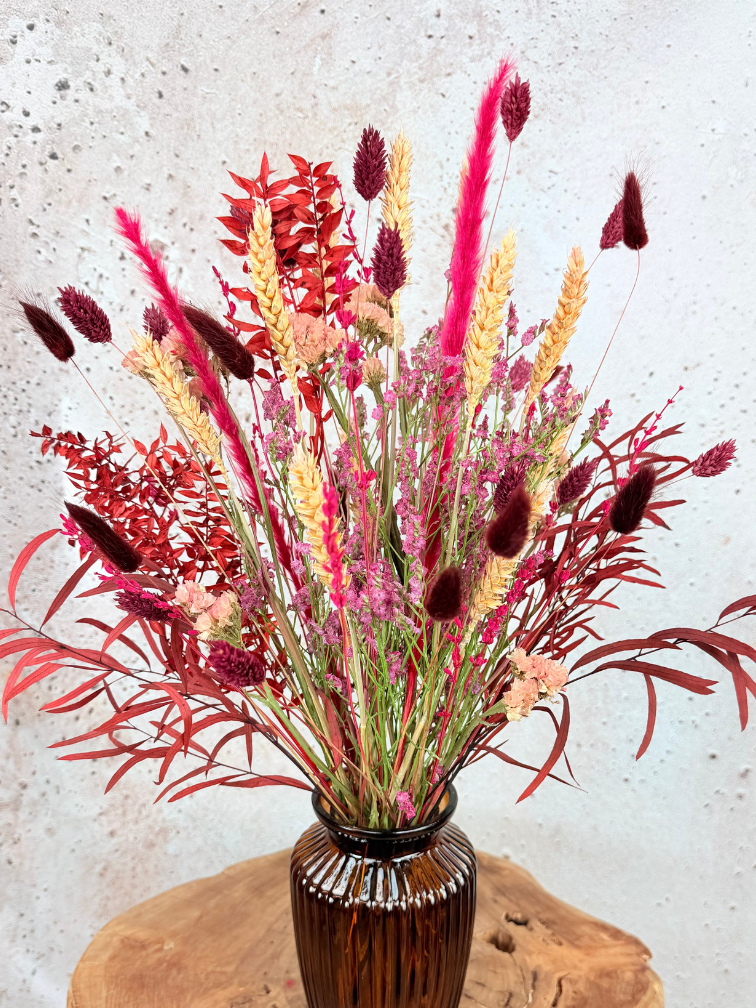Bouquet de fleurs séchées « Madam Grise » – vase inclus | 50 cm
