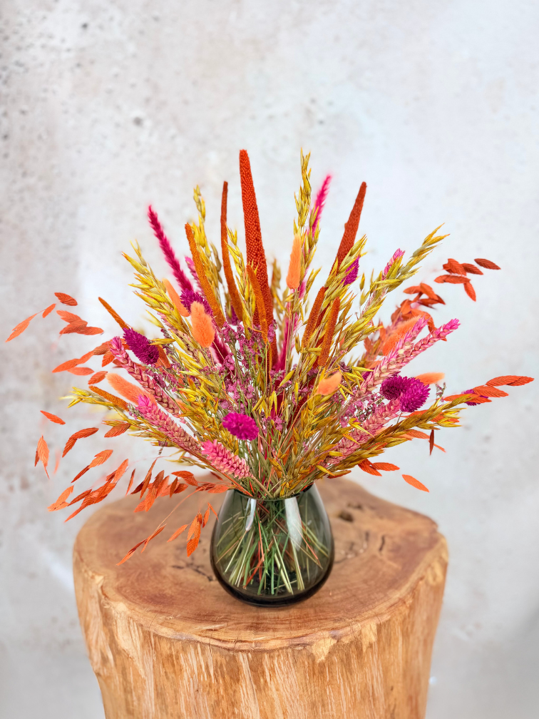 Bouquet de fleurs séchées « Autumn's Kiss » – vase inclus | 35 cm
