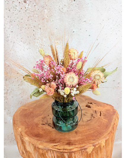 Mini bouquet secco 'Pink Bliss' - vaso incluso | 25cm