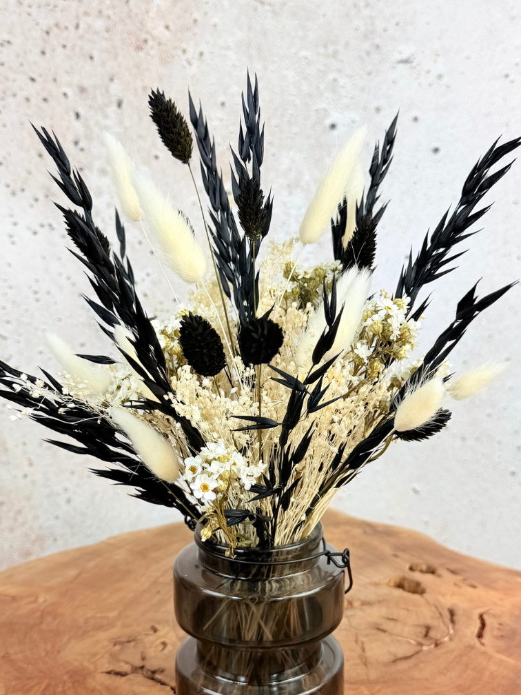 Trockenblumenstrauß „Midnight Bloom“ inkl. Vase