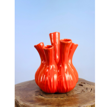 Jarrón tulipán de moda "naranja" | ⌀20xH25cm