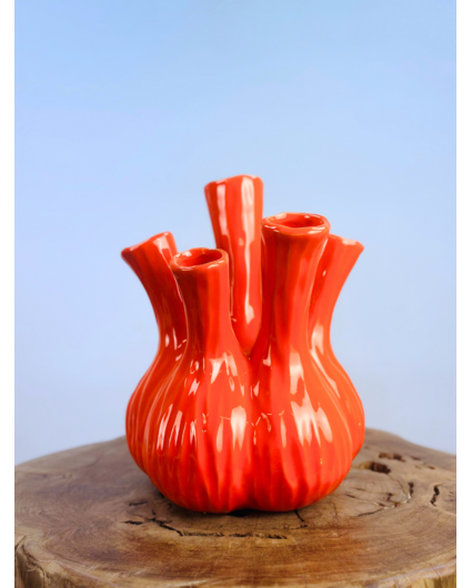 Jarrón tulipán de moda "naranja" | ⌀20xH25cm