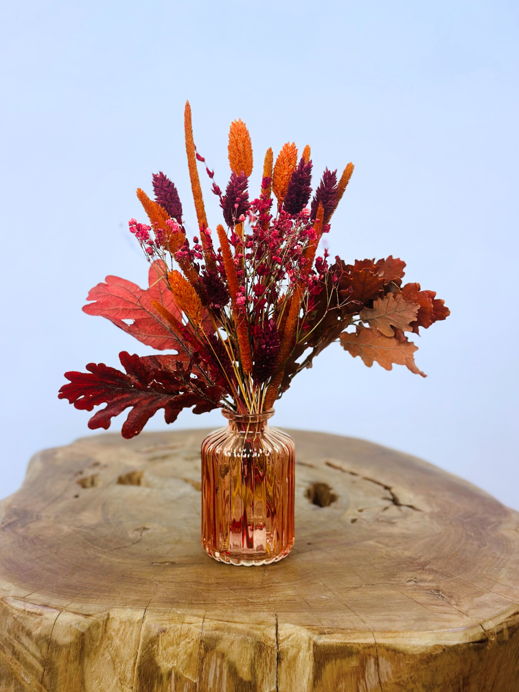 Bouquet di fiori secchi "Orange Glow" incl. vaso