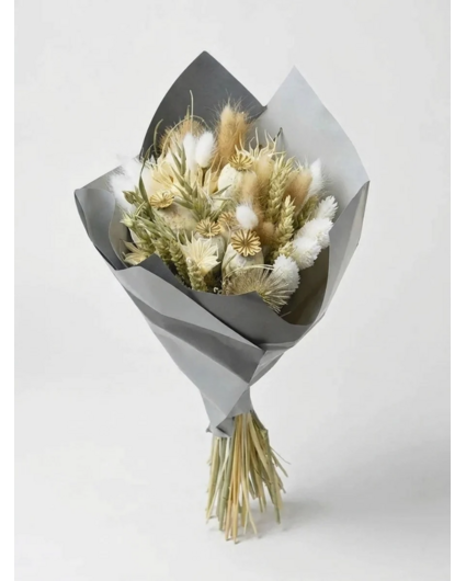 Trockenblumenstrauß "White Alisson" (mittel)| 40 cm