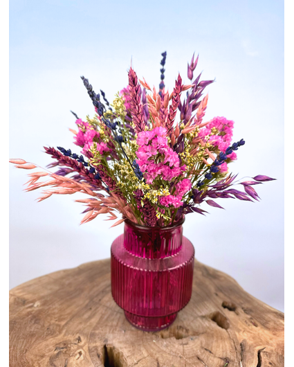 Bouquet de fleurs séchées "Purple Crush" incl. vase | 25cm