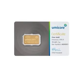 Umicore Umicore Goudbaar 5. gram fijn puur goud
