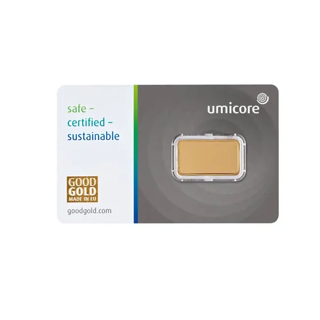 Umicore  Goudbaar 5. gram fijn puur goud